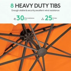 SunShade Deluxe 10 Ft. Square Cantilever Umbrella With Cover Heavy-Duty 360° Rotation Patio Umbrella In Pumpkin 8 SunShade Deluxe 10 Ft. Square Cantilever Umbrella With Cover Heavy-Duty 360° Rotation Patio Umbrella In Pumpkin -More Furniture Store cantilever umbrellas djfx10 og 4f 1000