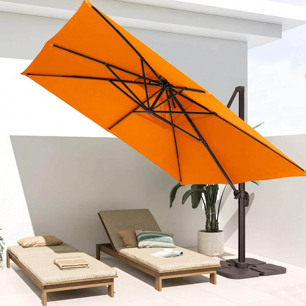 SunShade Deluxe 10 Ft. Square Cantilever Umbrella With Cover Heavy-Duty 360° Rotation Patio Umbrella In Pumpkin 1 SunShade Deluxe 10 Ft. Square Cantilever Umbrella With Cover Heavy-Duty 360° Rotation Patio Umbrella In Pumpkin