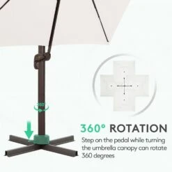 SunShade Deluxe 10 Ft. Square Cantilever Umbrella With Cover Heavy-Duty 360° Rotation Patio Umbrella In Off-White 9 SunShade Deluxe 10 Ft. Square Cantilever Umbrella With Cover Heavy-Duty 360° Rotation Patio Umbrella In Off-White -More Furniture Store cantilever umbrellas djfx10 wt 1f 1000