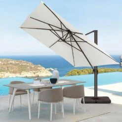 SunShade Deluxe 10 Ft. Square Cantilever Umbrella With Cover Heavy-Duty 360° Rotation Patio Umbrella In Off-White 11 SunShade Deluxe 10 Ft. Square Cantilever Umbrella With Cover Heavy-Duty 360° Rotation Patio Umbrella In Off-White -More Furniture Store cantilever umbrellas djfx10 wt 31 1000
