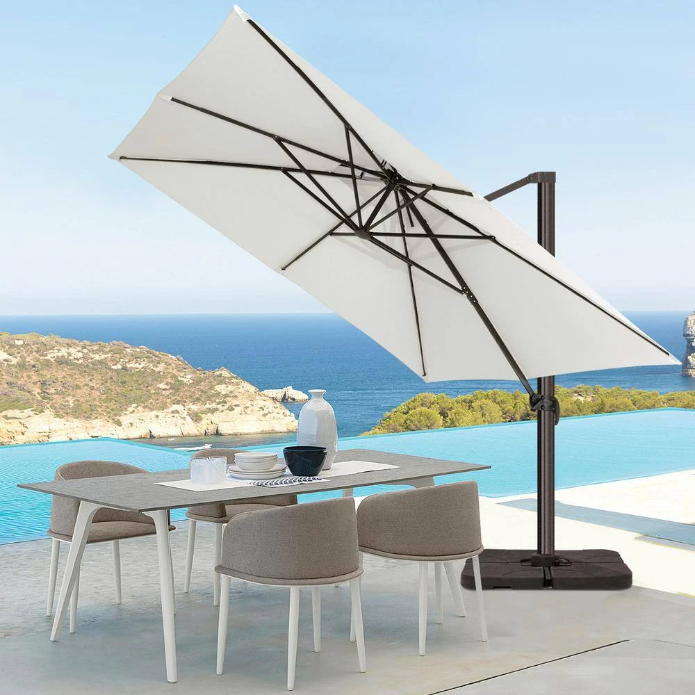 SunShade Deluxe 10 Ft. Square Cantilever Umbrella With Cover Heavy-Duty 360° Rotation Patio Umbrella In Off-White 6 SunShade Deluxe 10 Ft. Square Cantilever Umbrella With Cover Heavy-Duty 360° Rotation Patio Umbrella In Off-White - Image 6