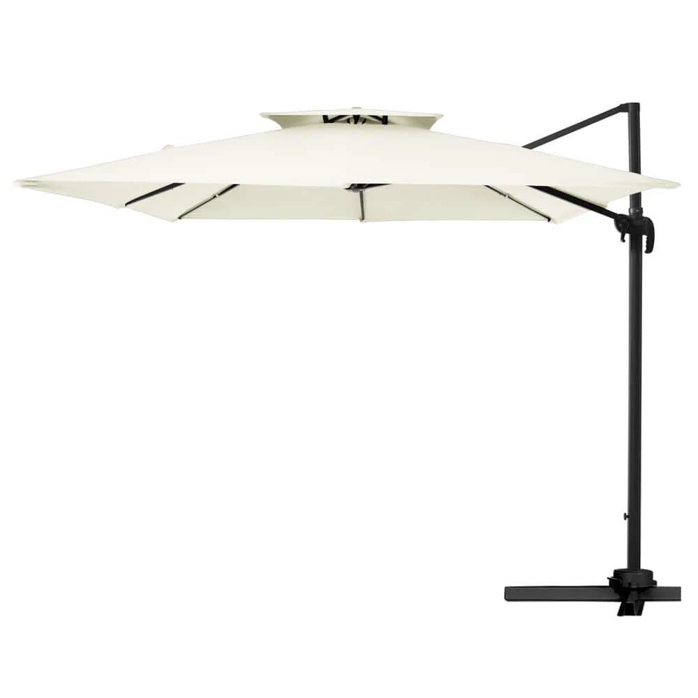 SunShade Deluxe 10 Ft. Square Cantilever Umbrella With Cover Heavy-Duty 360° Rotation Patio Umbrella In Off-White 1 SunShade Deluxe 10 Ft. Square Cantilever Umbrella With Cover Heavy-Duty 360° Rotation Patio Umbrella In Off-White