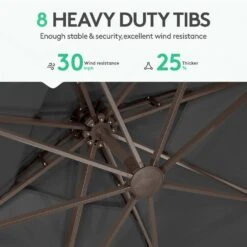 SunShade Deluxe 11 Ft. Square Cantilever Umbrella Heavy-Duty 360° Rotation Patio Umbrella In Gray -More Furniture Store cantilever umbrellas djfx11 gy 4f 1000