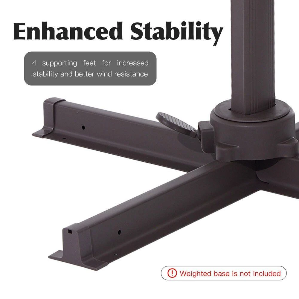 SunShade Deluxe 11 Ft. Square Cantilever Umbrella Heavy-Duty 360° Rotation Patio Umbrella In Pumpkin 7 SunShade Deluxe 11 Ft. Square Cantilever Umbrella Heavy-Duty 360° Rotation Patio Umbrella In Pumpkin - Image 7