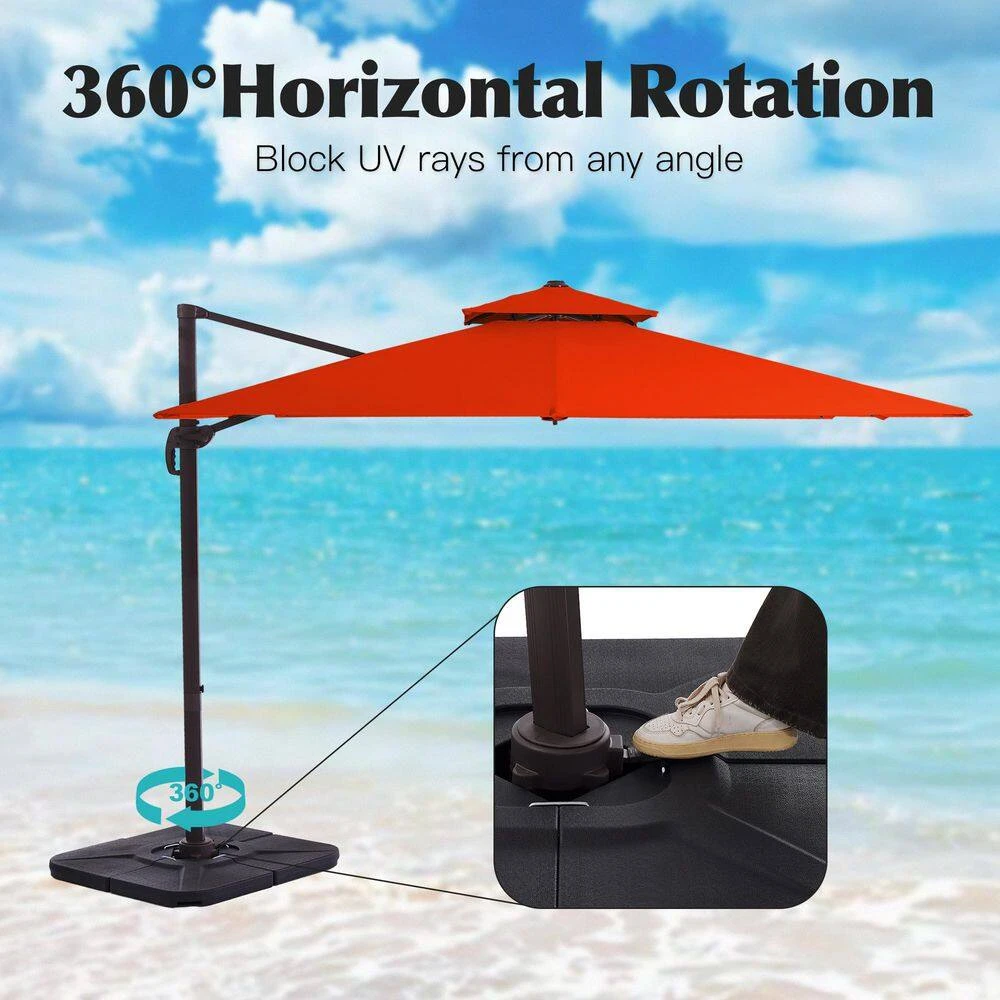 SunShade Deluxe 11 Ft. Square Cantilever Umbrella Heavy-Duty 360° Rotation Patio Umbrella In Pumpkin 5 SunShade Deluxe 11 Ft. Square Cantilever Umbrella Heavy-Duty 360° Rotation Patio Umbrella In Pumpkin - Image 5