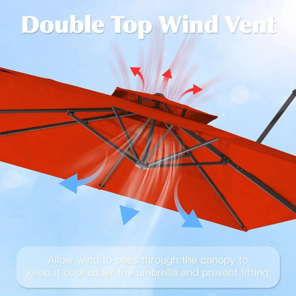 SunShade Deluxe 11 Ft. Square Cantilever Umbrella Heavy-Duty 360° Rotation Patio Umbrella In Pumpkin 2 SunShade Deluxe 11 Ft. Square Cantilever Umbrella Heavy-Duty 360° Rotation Patio Umbrella In Pumpkin - Image 2
