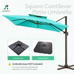SunShade Deluxe 11 Ft. Square Cantilever Umbrella Heavy-Duty 360° Rotation Patio Umbrella In Peacock Blue -More Furniture Store cantilever umbrellas djfx11 pb 44 1000
