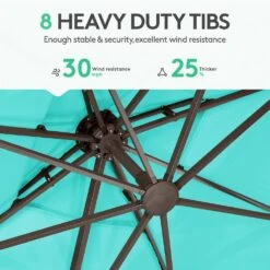 SunShade Deluxe 11 Ft. Square Cantilever Umbrella Heavy-Duty 360° Rotation Patio Umbrella In Peacock Blue -More Furniture Store cantilever umbrellas djfx11 pb 4f 1000