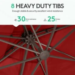 SunShade Deluxe 11 Ft. Square Cantilever Umbrella With Cover Heavy-Duty 360° Rotation Patio Umbrella In Red -More Furniture Store cantilever umbrellas djfx11 rd 4f 1000