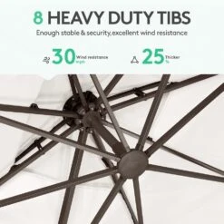 SunShade Deluxe 11 Ft. Square Cantilever Umbrella Heavy-Duty 360° Rotation Patio Umbrella In Off-White -More Furniture Store cantilever umbrellas djfx11 wt 4f 1000