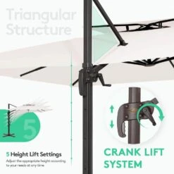 SunShade Deluxe 11 Ft. Square Cantilever Umbrella Heavy-Duty 360° Rotation Patio Umbrella In Off-White -More Furniture Store cantilever umbrellas djfx11 wt c3 1000