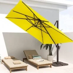 SunShade Deluxe 11 Ft. Square Cantilever Umbrella With Cover Heavy-Duty 360° Rotation Patio Umbrella In Yellow -More Furniture Store cantilever umbrellas djfx11 ye 31 1000