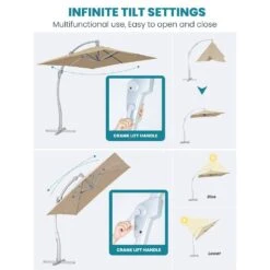 Deluxe Square Aluminum 10 Ft. X 10 Ft. Large Curvy Cantilever Outdoor Patio Umbrella With Cover In Beige -More Furniture Store cantilever umbrellas fgwt10 beige 40 1000