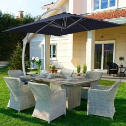 Deluxe Square Aluminum 10 Ft. X 10 Ft. Large Curvy Cantilever Outdoor Patio Umbrella With Cover In Navy -More Furniture Store cantilever umbrellas fgwt10 navy 31 1000