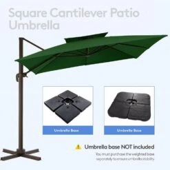 10 Ft. Square Cantilever Umbrella Patio Rotation Outdoor Umbrella With Cover In Dark Green -More Furniture Store cantilever umbrellas fxlms10 dgn c3 1000