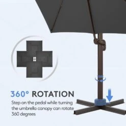 10 Ft. Square Cantilever Umbrella Patio Rotation Outdoor Umbrella With Cover In Gray -More Furniture Store cantilever umbrellas fxlms10 gy 1f 1000