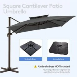 10 Ft. Square Cantilever Umbrella Patio Rotation Outdoor Umbrella With Cover In Gray -More Furniture Store cantilever umbrellas fxlms10 gy c3 1000