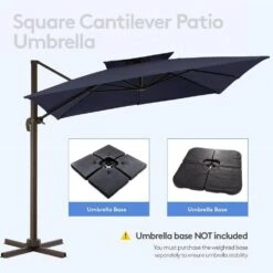 10 Ft. Square Cantilever Umbrella Patio Rotation Outdoor Umbrella With Cover In Navy -More Furniture Store cantilever umbrellas fxlms10 nv c3 1000