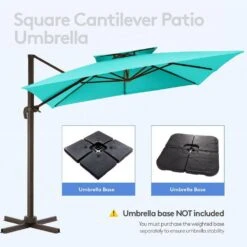 10 Ft. Square Cantilever Umbrella Patio Rotation Outdoor Umbrella With Cover In Peacock Blue -More Furniture Store cantilever umbrellas fxlms10 pb c3 1000