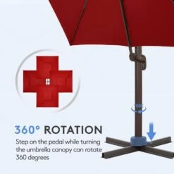 10 Ft. Square Cantilever Umbrella Patio Rotation Outdoor Umbrella With Cover In Red -More Furniture Store cantilever umbrellas fxlms10 rd 1f 1000