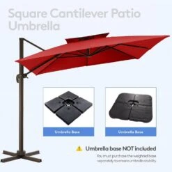 10 Ft. Square Cantilever Umbrella Patio Rotation Outdoor Umbrella With Cover In Red -More Furniture Store cantilever umbrellas fxlms10 rd c3 1000
