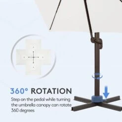 10 Ft. Square Cantilever Umbrella Patio Rotation Outdoor Umbrella With Cover In Off-White -More Furniture Store cantilever umbrellas fxlms10 wt 1f 1000