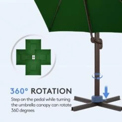 11 Ft. Square Cantilever Umbrella Patio Rotation Outdoor Umbrella With Cover In Dark Green -More Furniture Store cantilever umbrellas fxlms11 dgn 1f 1000