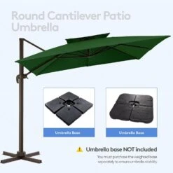11 Ft. Square Cantilever Umbrella Patio Rotation Outdoor Umbrella With Cover In Dark Green -More Furniture Store cantilever umbrellas fxlms11 dgn c3 1000