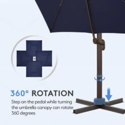 11 Ft. Square Cantilever Umbrella Patio Rotation Outdoor Umbrella With Cover In Navy -More Furniture Store cantilever umbrellas fxlms11 nv fa 1000