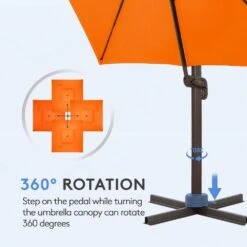 11 Ft. Square Cantilever Umbrella Patio Rotation Outdoor Umbrella With Cover In Orange -More Furniture Store cantilever umbrellas fxlms11 og 1f 1000
