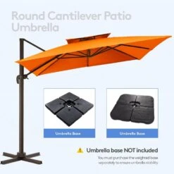 11 Ft. Square Cantilever Umbrella Patio Rotation Outdoor Umbrella With Cover In Orange -More Furniture Store cantilever umbrellas fxlms11 og c3 1000