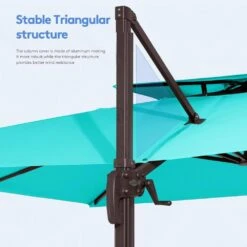 11 Ft. Square Cantilever Umbrella Patio Rotation Outdoor Umbrella With Cover In Peacock Blue -More Furniture Store cantilever umbrellas fxlms11 pb 44 1000