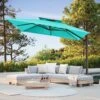 11 Ft. Square Cantilever Umbrella Patio Rotation Outdoor Umbrella With Cover In Peacock Blue