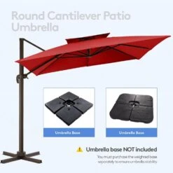 11 Ft. Square Cantilever Umbrella Patio Rotation Outdoor Umbrella With Cover In Red 8 11 Ft. Square Cantilever Umbrella Patio Rotation Outdoor Umbrella With Cover In Red -More Furniture Store cantilever umbrellas fxlms11 rd c3 1000