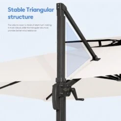 11 Ft. Square Cantilever Umbrella Patio Rotation Outdoor Umbrella With Cover In Off-White -More Furniture Store cantilever umbrellas fxlms11 wt 44 1000