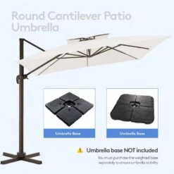 11 Ft. Square Cantilever Umbrella Patio Rotation Outdoor Umbrella With Cover In Off-White -More Furniture Store cantilever umbrellas fxlms11 wt c3 1000