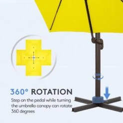 11 Ft. Square Cantilever Umbrella Patio Rotation Outdoor Umbrella With Cover In Yellow 10 11 Ft. Square Cantilever Umbrella Patio Rotation Outdoor Umbrella With Cover In Yellow -More Furniture Store cantilever umbrellas fxlms11 ye 1f 1000