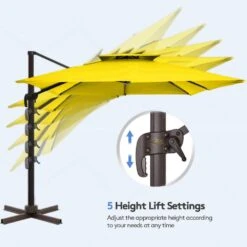 11 Ft. Square Cantilever Umbrella Patio Rotation Outdoor Umbrella With Cover In Yellow 9 11 Ft. Square Cantilever Umbrella Patio Rotation Outdoor Umbrella With Cover In Yellow -More Furniture Store cantilever umbrellas fxlms11 ye 4f 1000