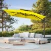 11 Ft. Square Cantilever Umbrella Patio Rotation Outdoor Umbrella With Cover In Yellow
