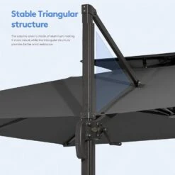 12 Ft. X 12 Ft. Square Outdoor Cantilever Umbrella Patio 2-Tier Top Rotation Umbrella With Cover In Gray 14 12 Ft. X 12 Ft. Square Outdoor Cantilever Umbrella Patio 2-Tier Top Rotation Umbrella With Cover In Gray -More Furniture Store cantilever umbrellas lk12fx hd gray fa 1000