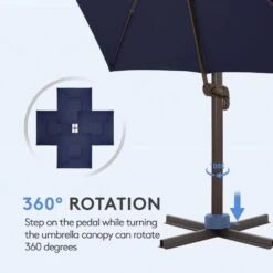 12 Ft. X 12 Ft. Square Outdoor Cantilever Umbrella Patio 2-Tier Top Rotation Umbrella With Cover In Navy 10 12 Ft. X 12 Ft. Square Outdoor Cantilever Umbrella Patio 2-Tier Top Rotation Umbrella With Cover In Navy -More Furniture Store cantilever umbrellas lk12fx hd navy 4f 1000