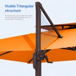 12 Ft. X 12 Ft. Square Outdoor Cantilever Umbrella Orange Patio 2-Tier Top Rotation Umbrella With Cover 14 12 Ft. X 12 Ft. Square Outdoor Cantilever Umbrella Orange Patio 2-Tier Top Rotation Umbrella With Cover -More Furniture Store cantilever umbrellas lk12fx hd org fa 1000
