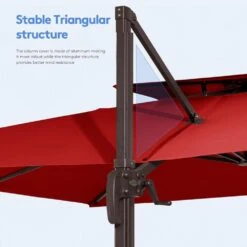 12 Ft. X 12 Ft. Square Outdoor Cantilever Umbrella Patio 2-Tier Top Rotation Umbrella With Cover In Red 14 12 Ft. X 12 Ft. Square Outdoor Cantilever Umbrella Patio 2-Tier Top Rotation Umbrella With Cover In Red -More Furniture Store cantilever umbrellas lk12fx hd red fa 1000