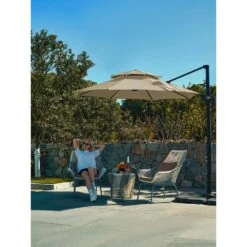 10 Ft. 2-Tier Height Adjustable Patio Cantilever Umbrella With Cover In Beige -More Furniture Store cantilever umbrellas lk9 beige 31 1000