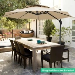 10 Ft. 2-Tier Height Adjustable Patio Cantilever Umbrella With Cover In Beige -More Furniture Store cantilever umbrellas lk9 beige 4f 1000