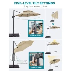10 Ft. 2-Tier Height Adjustable Patio Cantilever Umbrella With Cover In Beige -More Furniture Store cantilever umbrellas lk9 beige 77 1000