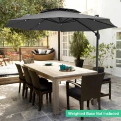 10 Ft. 2-Tier Height Adjustable Patio Cantilever Umbrella With Cover In Gray -More Furniture Store cantilever umbrellas lk9 gray 4f 1000