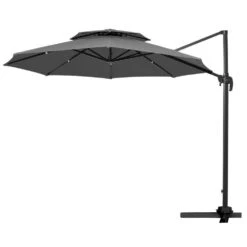 10 Ft. 2-Tier Height Adjustable Patio Cantilever Umbrella With Cover In Gray -More Furniture Store cantilever umbrellas lk9 gray c3 1000