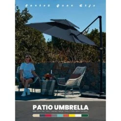 10 Ft. 2-Tier Height Adjustable Patio Cantilever Umbrella With Cover In Navy 18 10 Ft. 2-Tier Height Adjustable Patio Cantilever Umbrella With Cover In Navy -More Furniture Store cantilever umbrellas lk9 navy d4 1000
