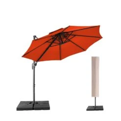 10 Ft. 2-Tier Height Adjustable Cantilever Patio Umbrella With Cover In Orange -More Furniture Store cantilever umbrellas lk9 orange 40 1000
